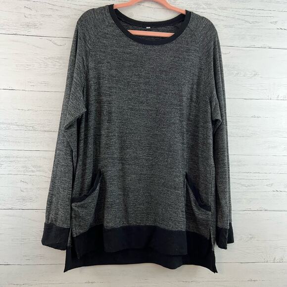 Heather Gray Long Sleeve Pullover Pocket Tunic Size XL - Picture 1 of 9
